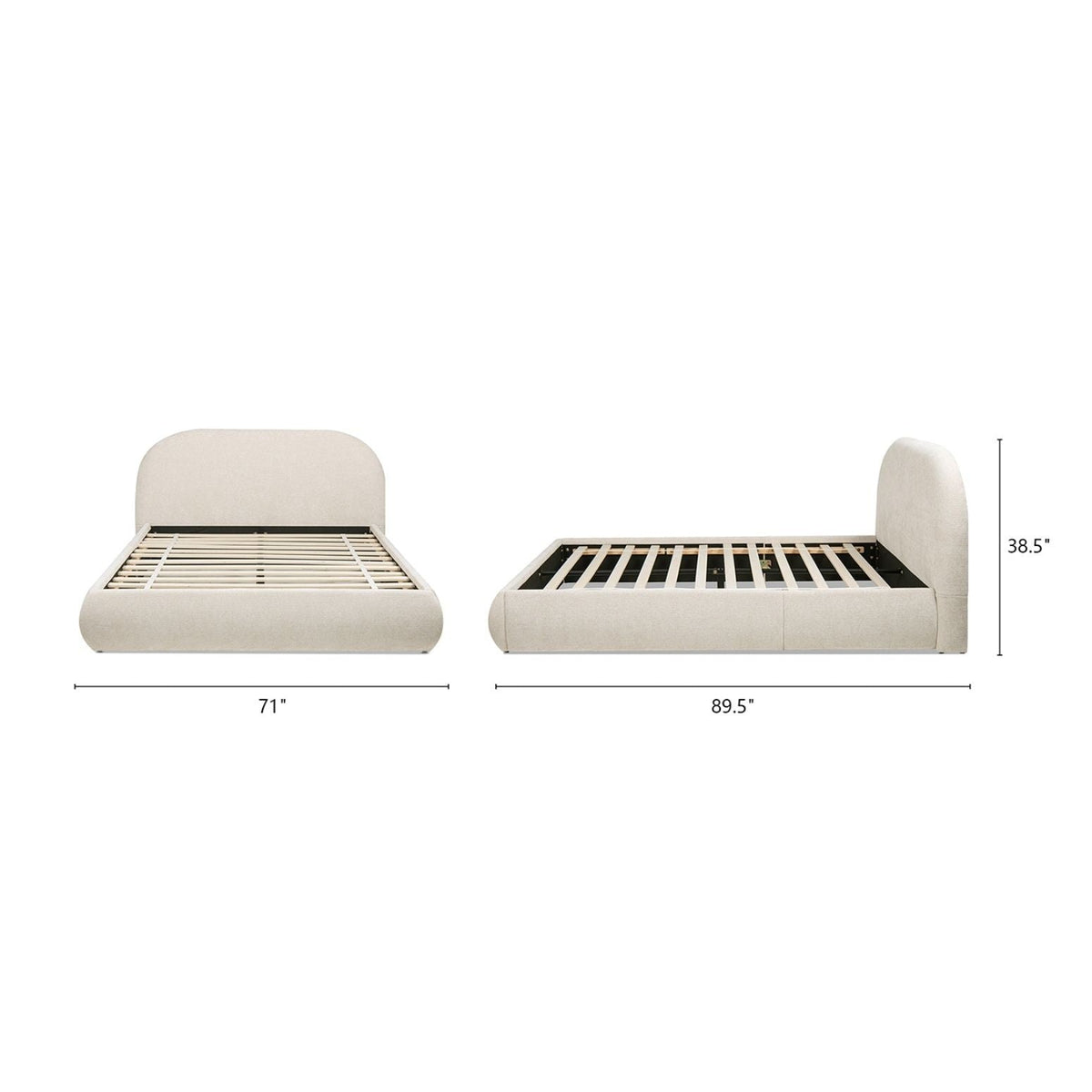 Archie Puffy Upholstered Platform Bed With Arch Headboard