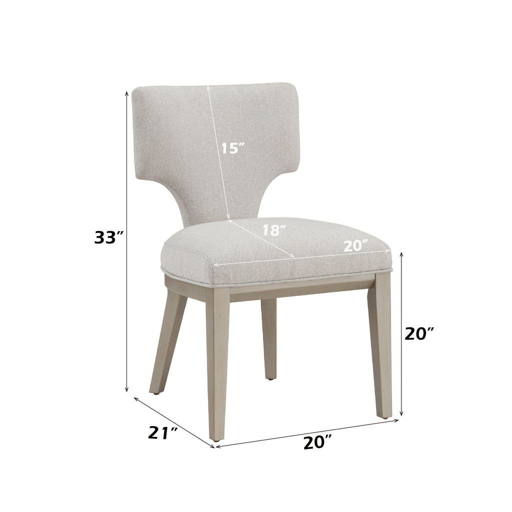 Kasa Solid Wood Side Chairs Set Of 2 With Padded Seat Light Gray