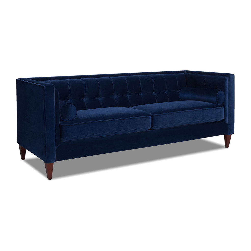 Elara Jack Tufted Tuxedo Sofa In Elegant Navy Blue