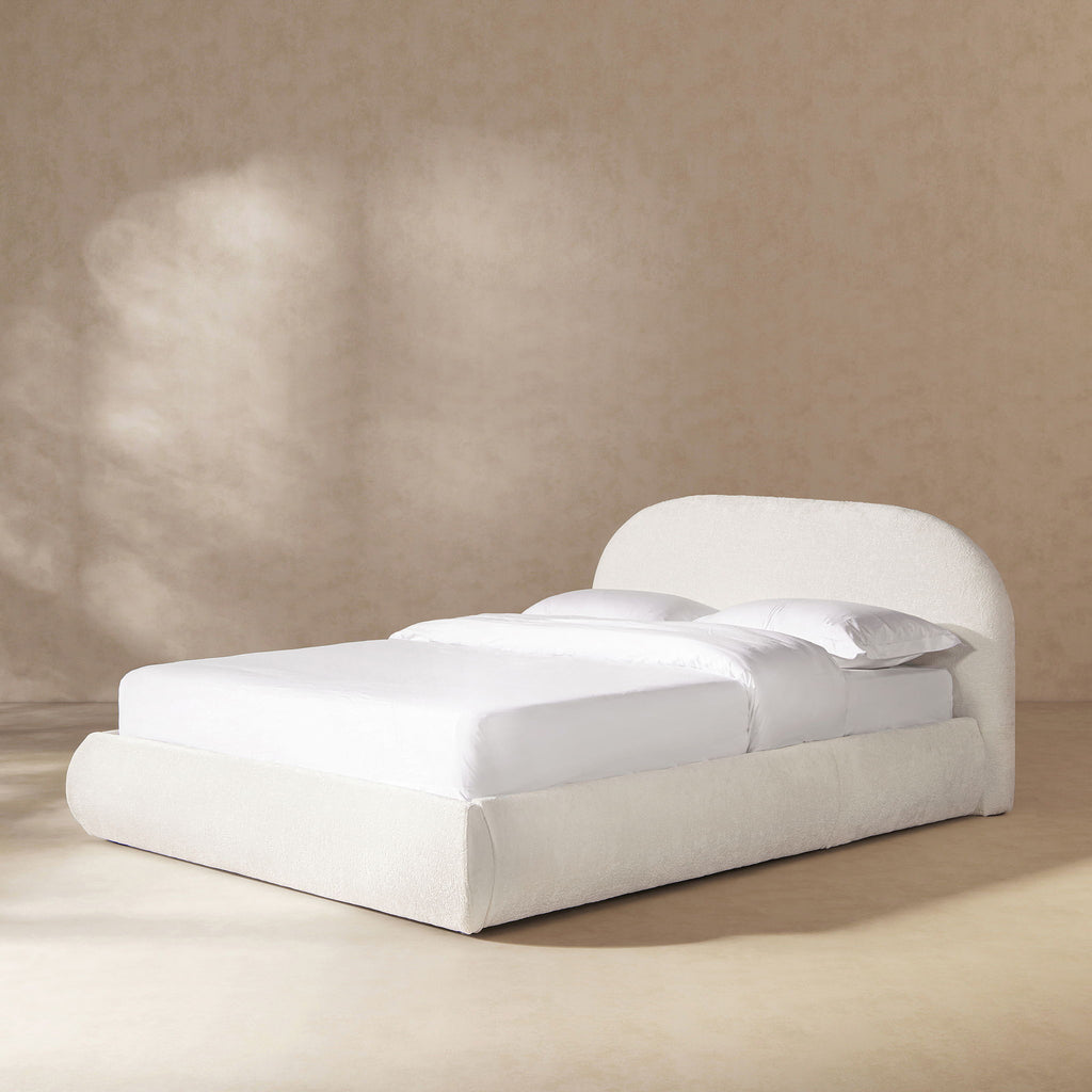 Archie Puffy Upholstered Platform Bed With Arch Headboard