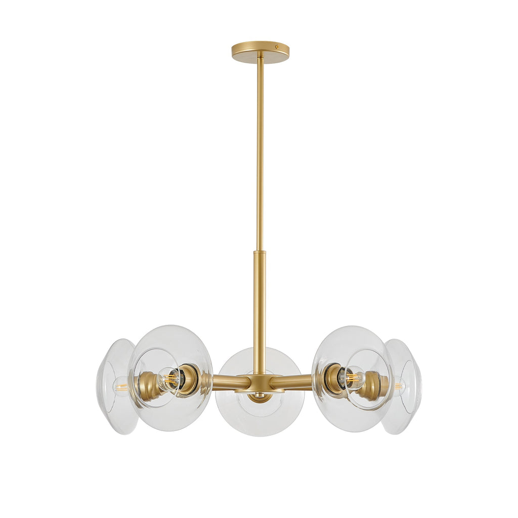 Luxora 26 Inch Modern Gold Five Light Sputnik Chandelier