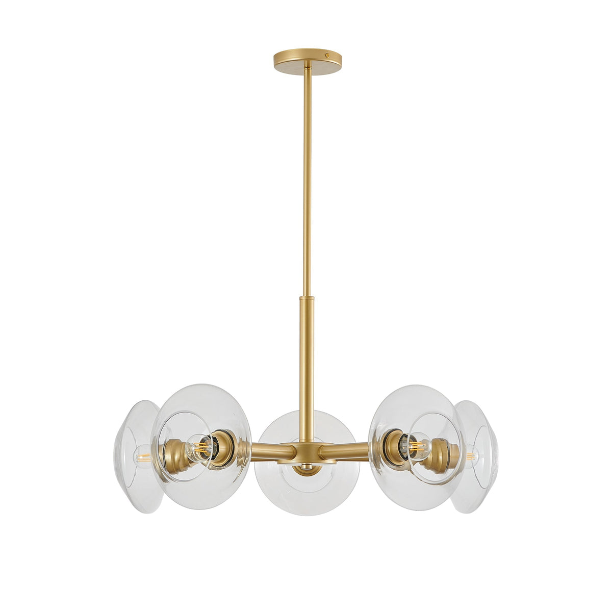 Luxora 26 Inch Modern Gold Five Light Sputnik Chandelier