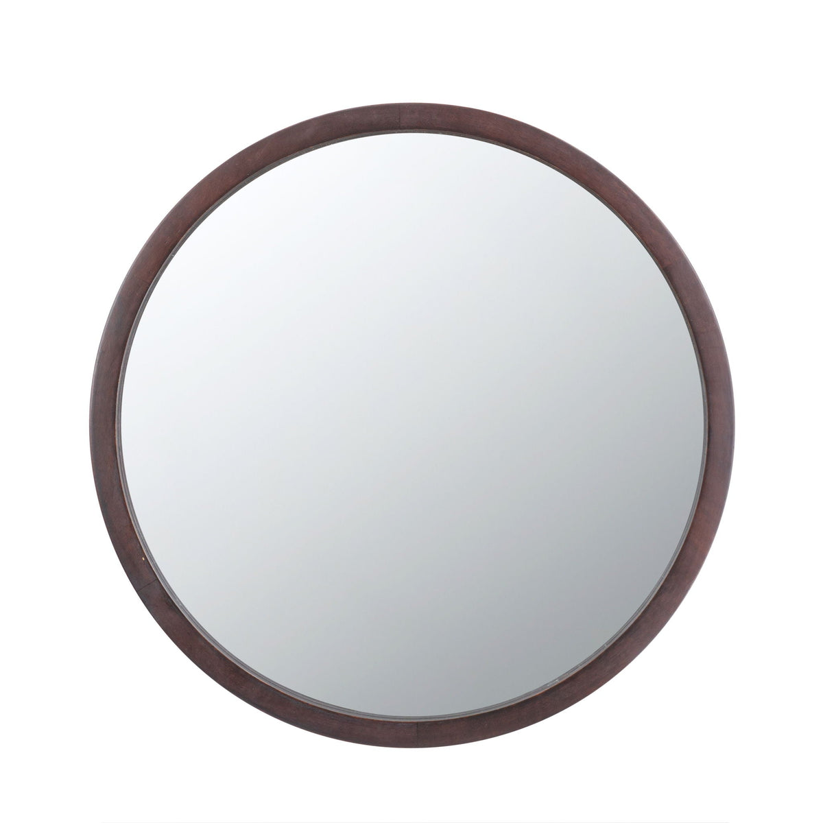 NobleFrame Dark Brown Round Wall Mirror Elegant Wood Frame