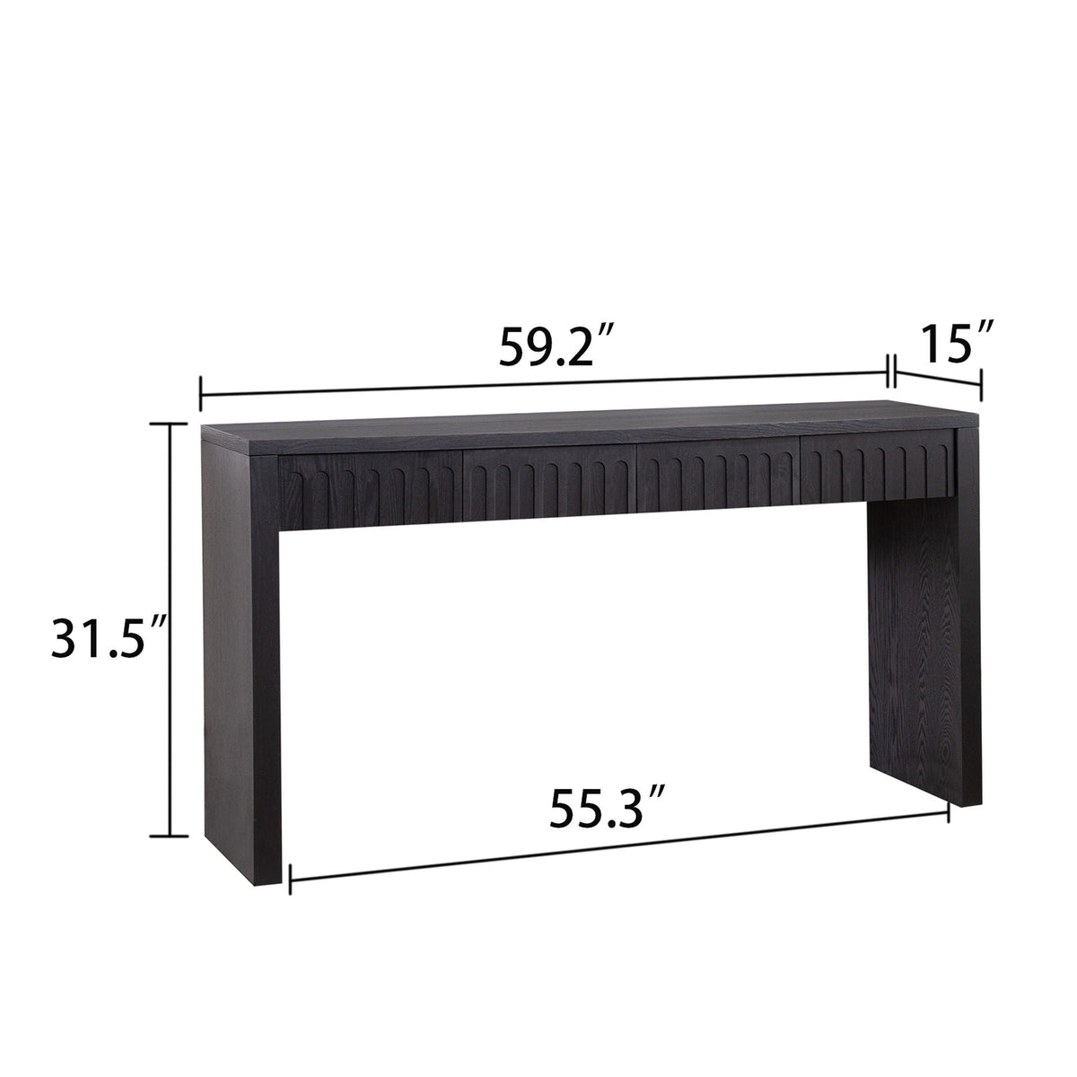 Vivante Modern Console Table With Four Carved Drawers In Walnut