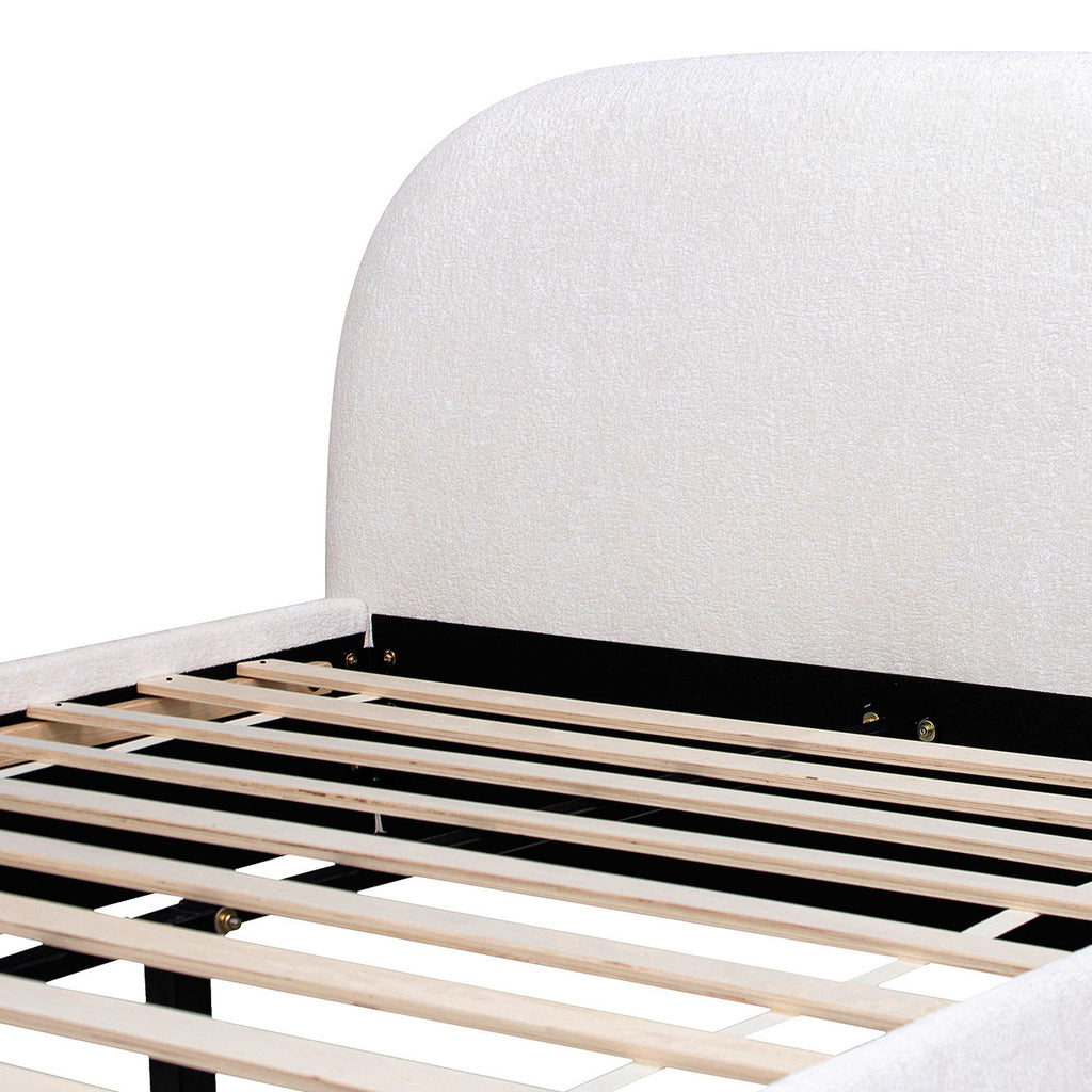 Archie Puffy Upholstered Platform Bed With Arch Headboard