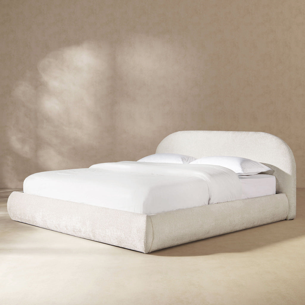 Archie Puffy Upholstered Platform Bed With Arch Headboard