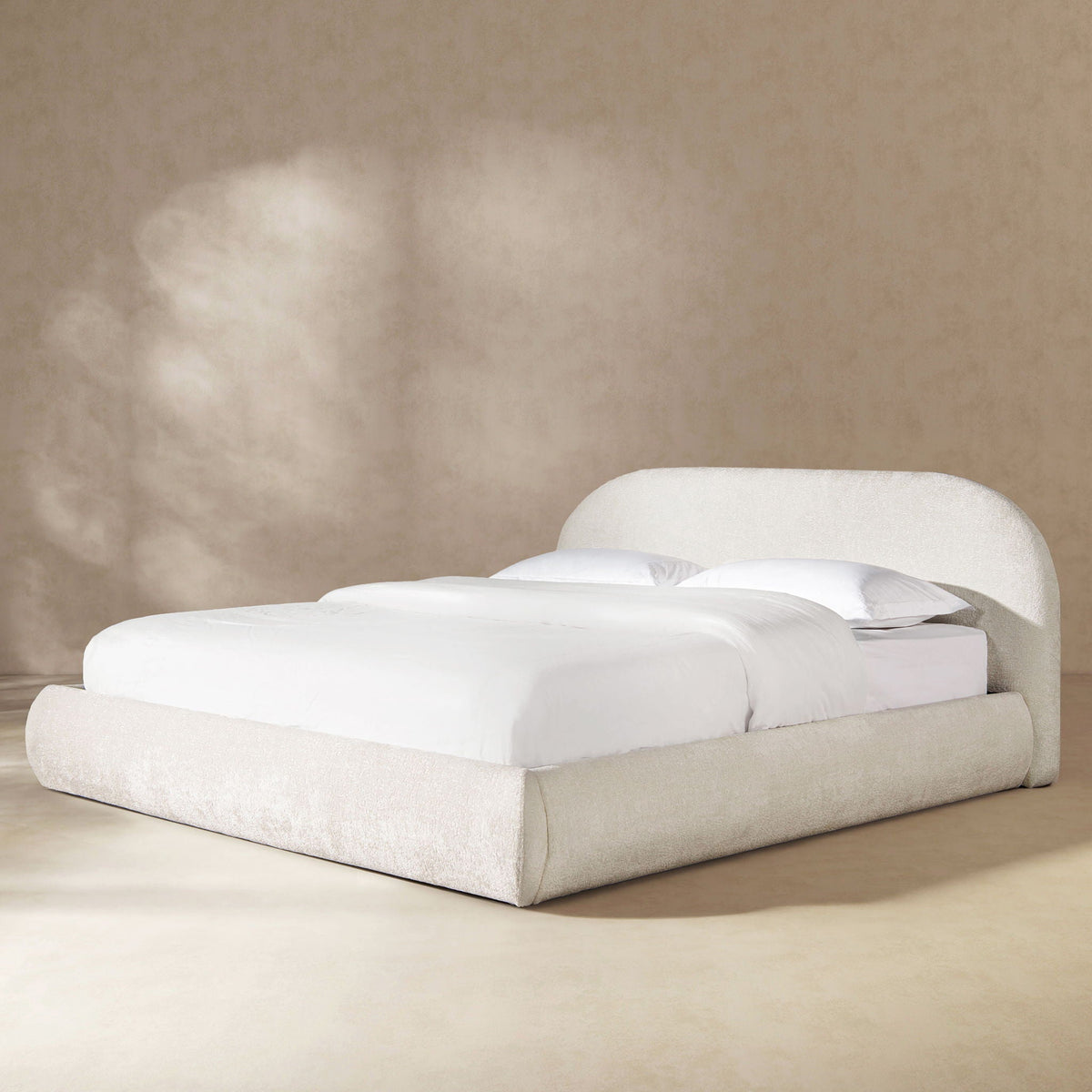 Archie Puffy Upholstered Platform Bed With Arch Headboard