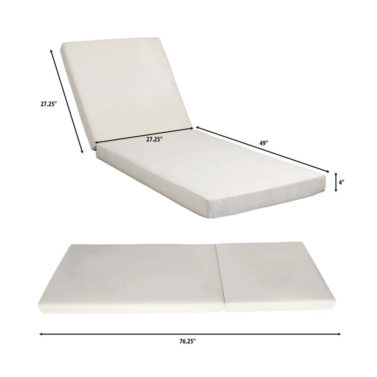 Aura Acacia Lounge Chaise With Water Resistant Cushion, Cream