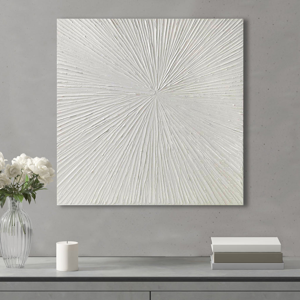 Luminous Burst White Gloss Dimensional Resin Wall Art