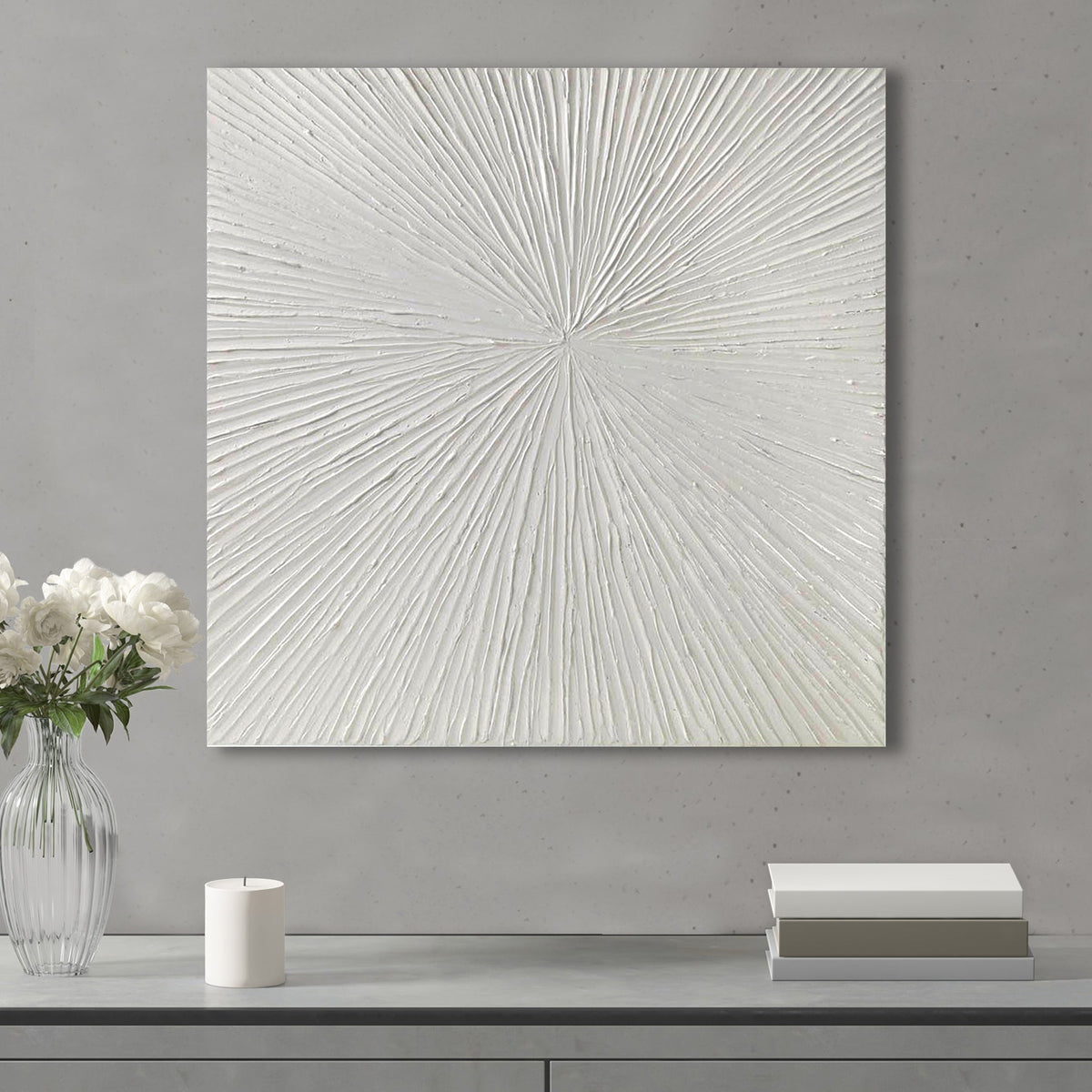 Luminous Burst White Gloss Dimensional Resin Wall Art