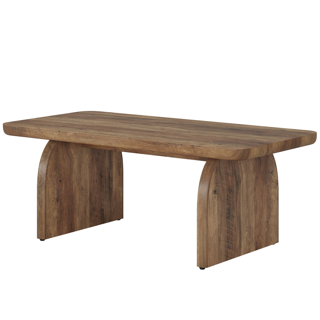 Aura Rectangle Coffee Table Brown H Base Child Safe Rounded Corners