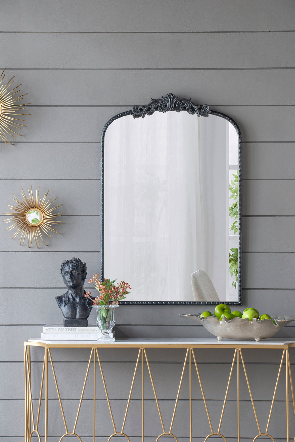 Baroque Ébonisé Grand Wall Mirror Black Matte Finish