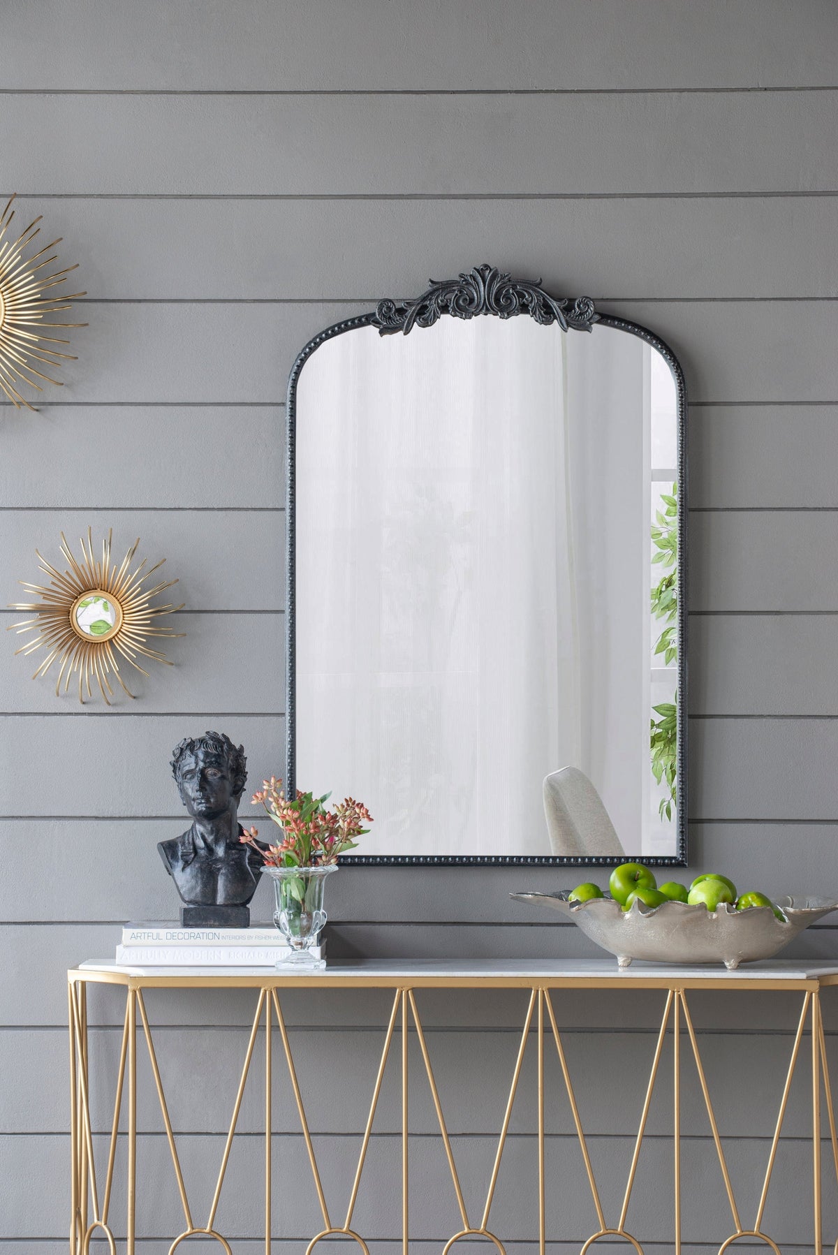 Baroque Ébonisé Grand Wall Mirror Black Matte Finish