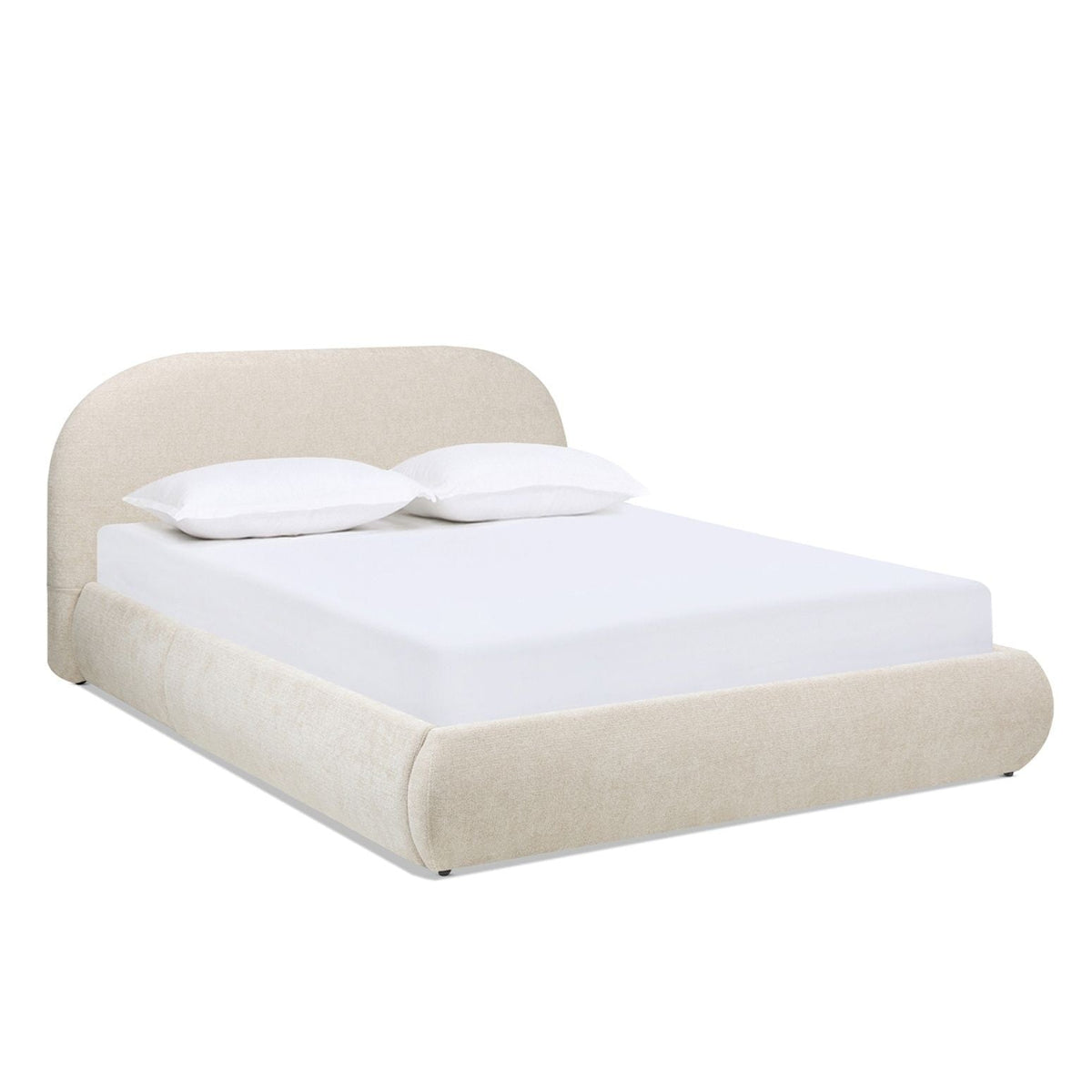 Archie Puffy Upholstered Platform Bed With Arch Headboard