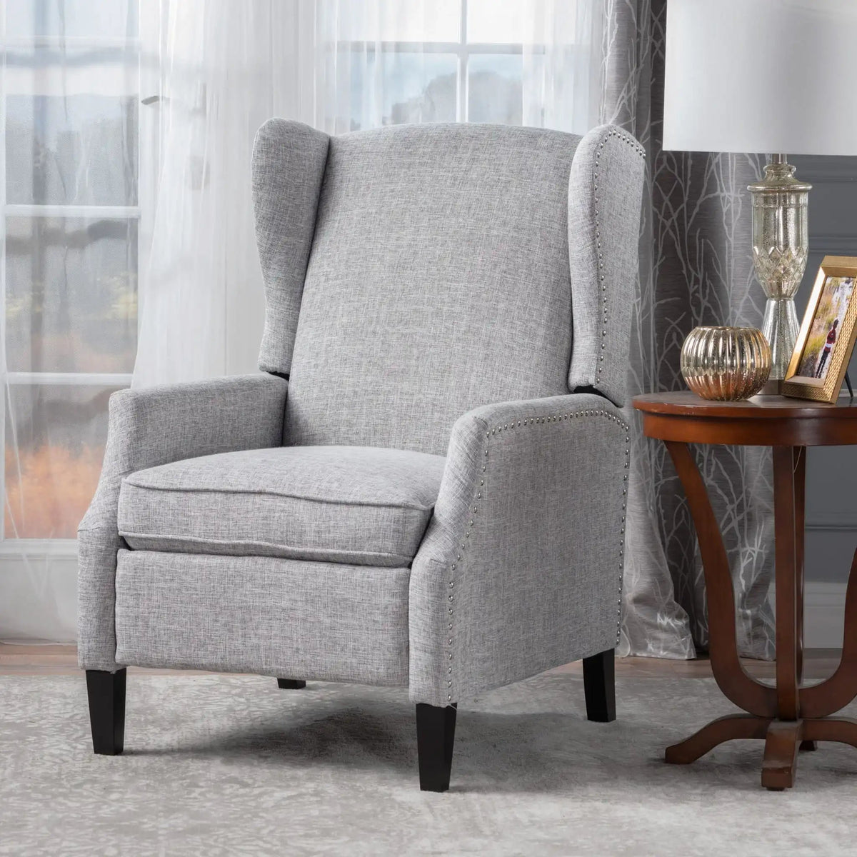 Westeros Elegant Wing Back Fabric Upholstered Recliner
