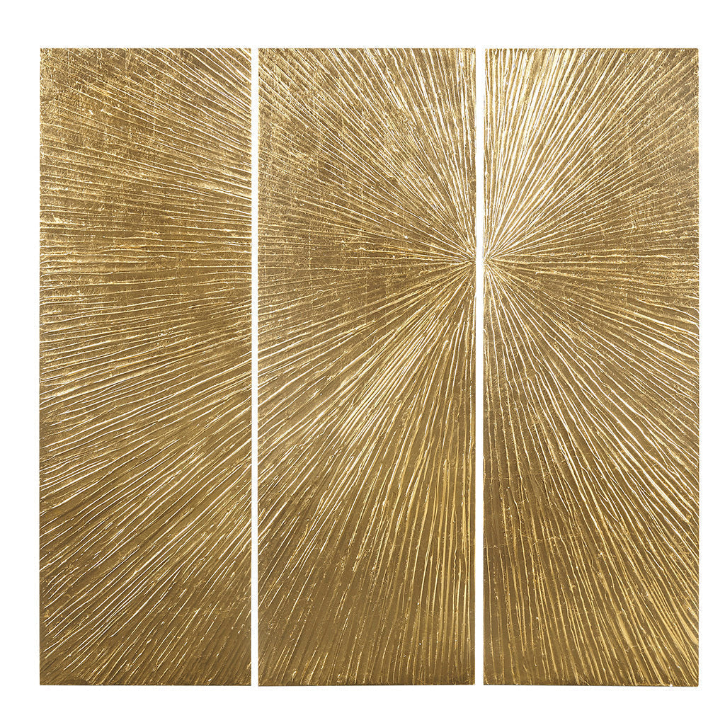 Lumina Aurea Signature Hand Painted Sunburst Triptych Wall Art