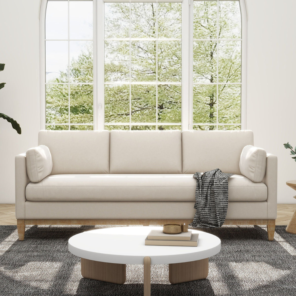 Knox Modern Farmhouse Sofa With Feather Wrapped Foam