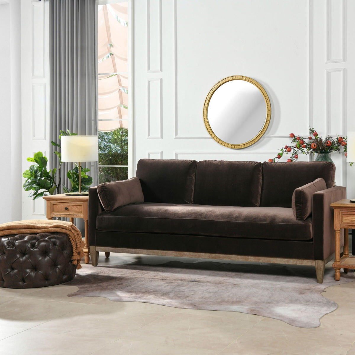 Knox Modern Farmhouse Sofa With Feather Wrapped Foam