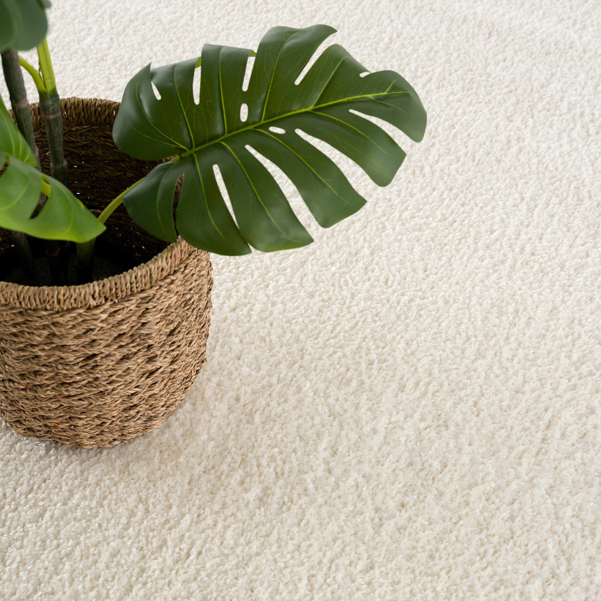 Judy Plush Washable Area Rug Off White Rubber Backed