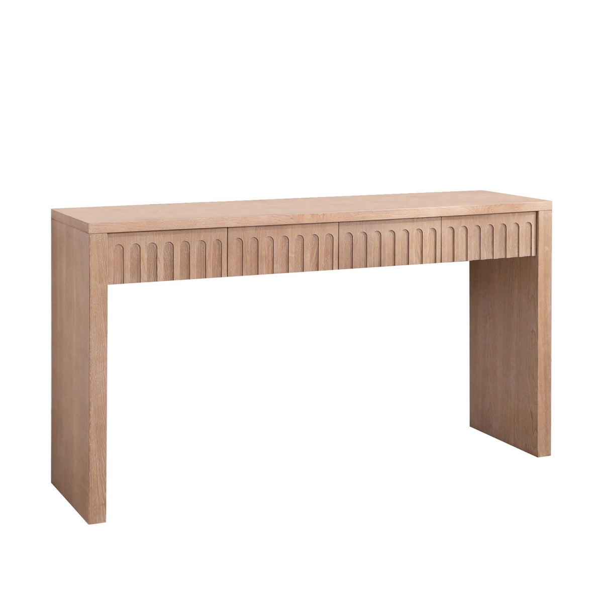 Vivante Modern Console Table With Four Carved Drawers In Walnut