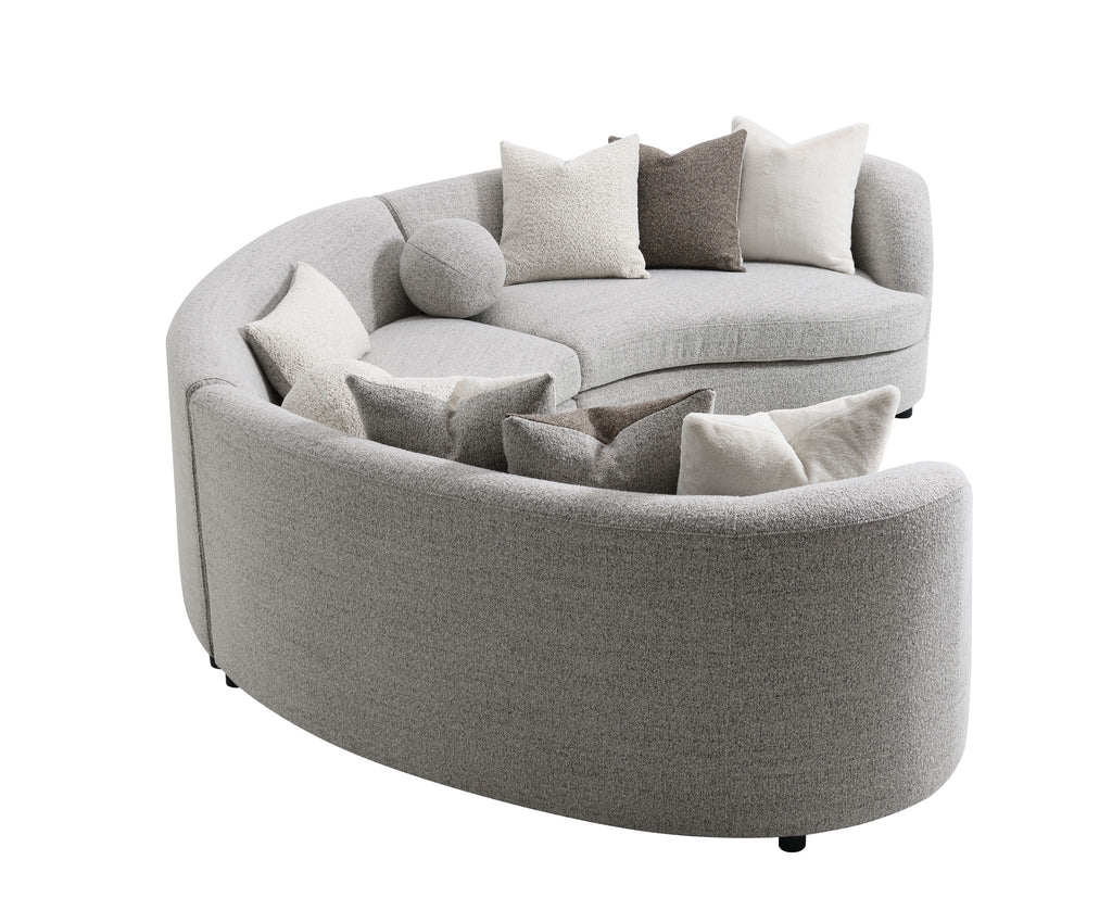 Ivria Gray Boucle Sectional Sofa With Nine Throw Pillows