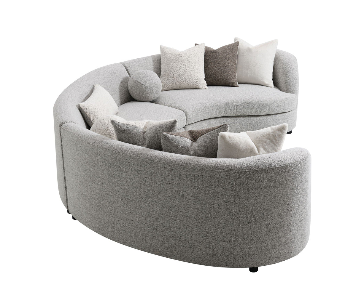 Ivria Gray Boucle Sectional Sofa With Nine Throw Pillows