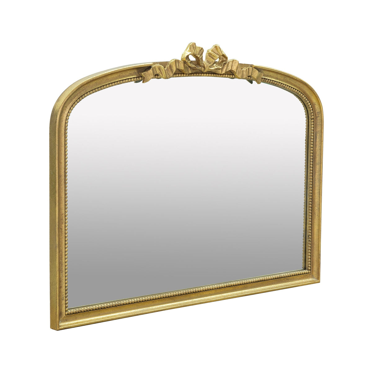 Baroque Gold Arch Mirror With Ornate Scrollwork 40x30 Inches