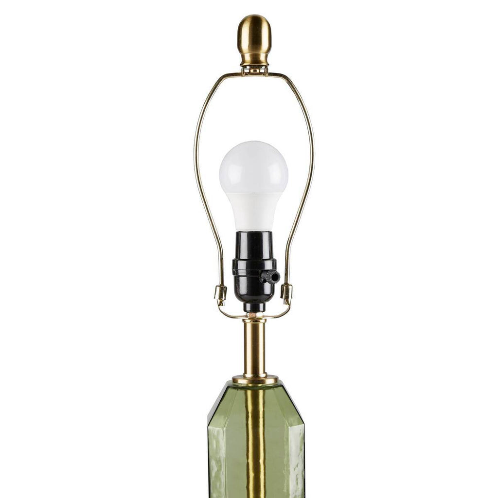 Aurelia Faceted Green Glass Table Lamp With Gold Base