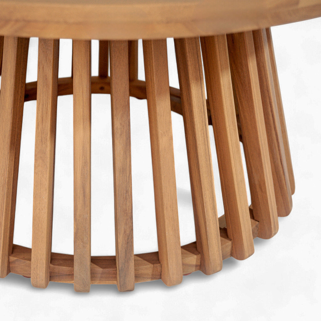 Aura Acacia Wood Patio Coffee Table With Layered Base