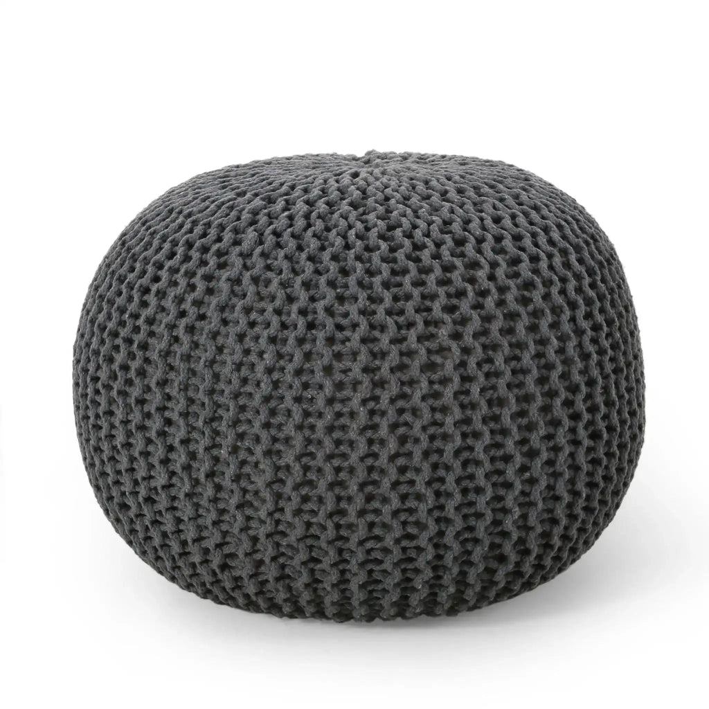 Savona Versatile Knitted Cotton Bordeaux Round Pouf
