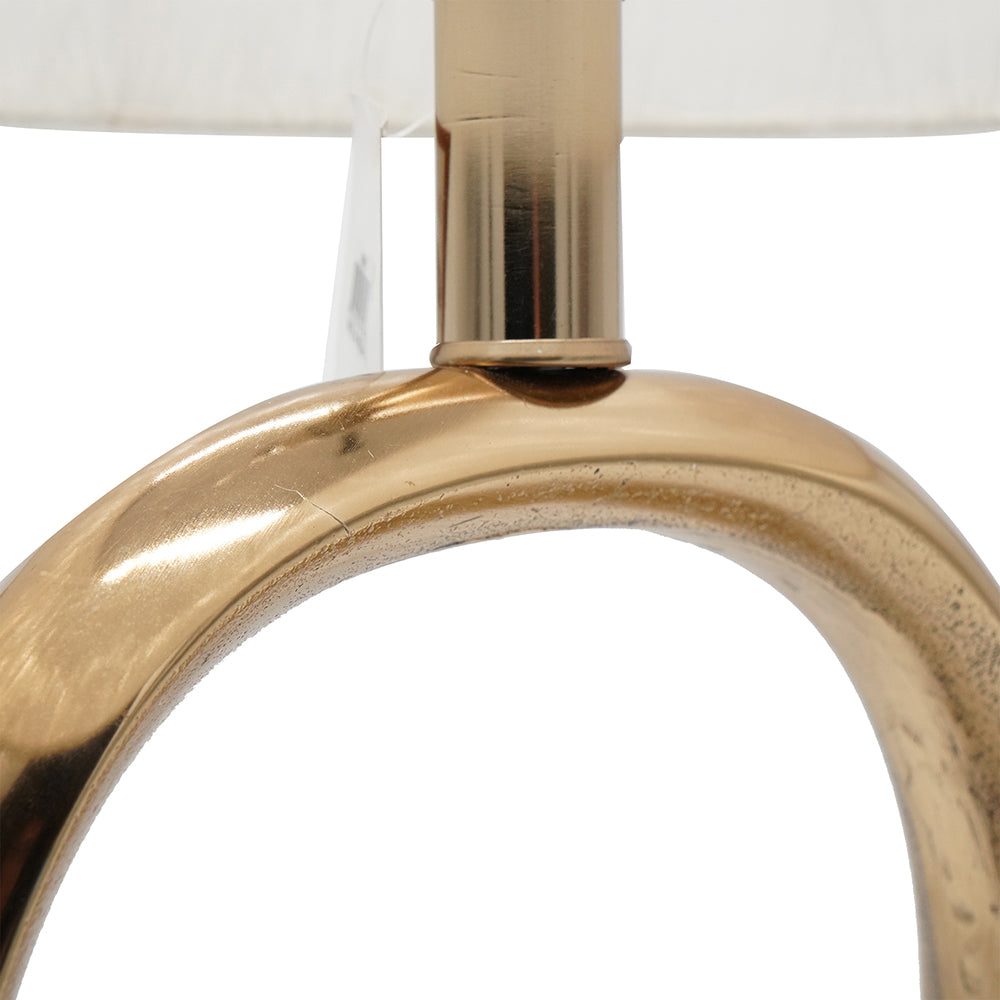Elara Home D14x28.5 Oval Cutout Table Lamp With Cream Linen Shade