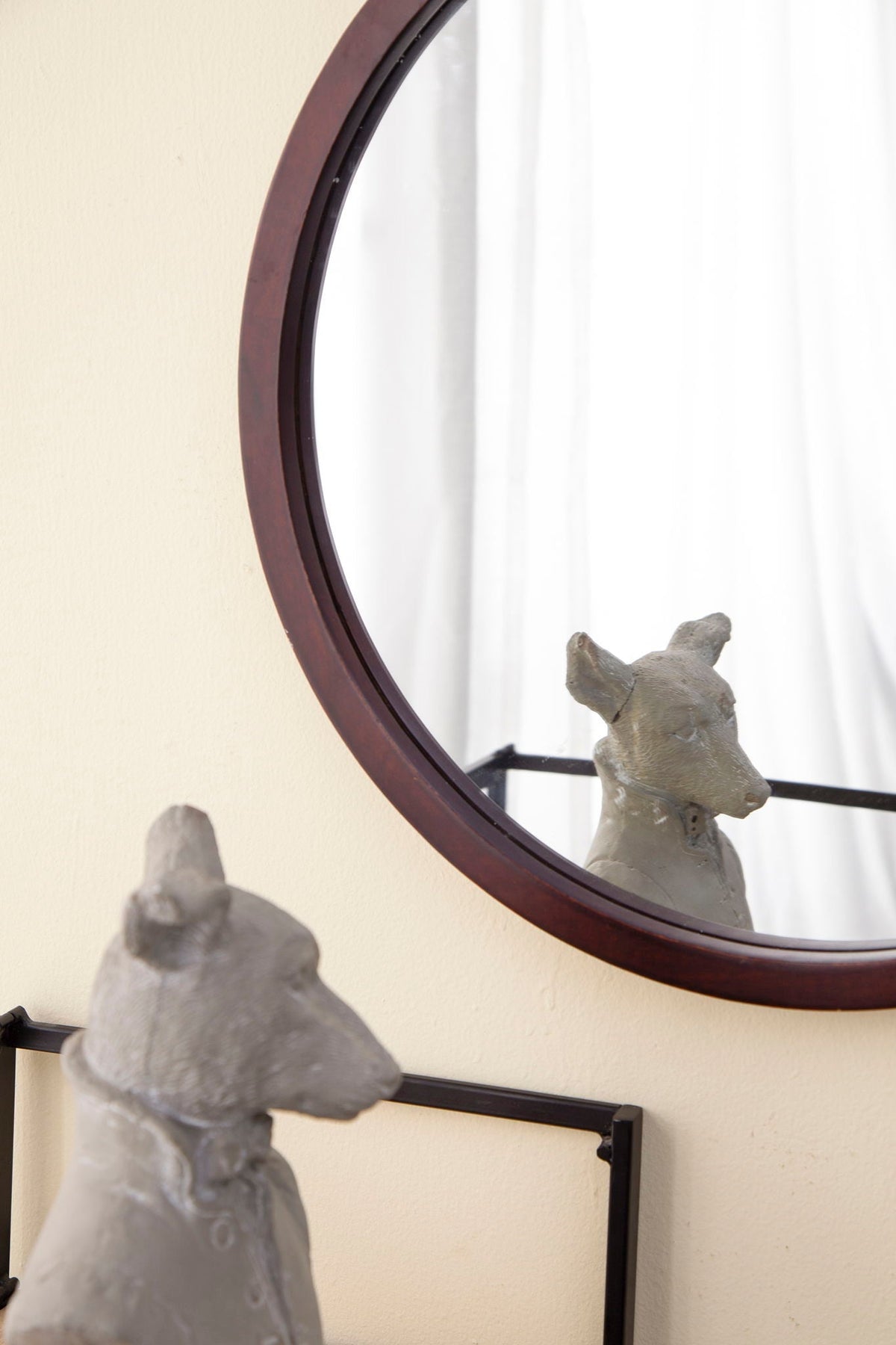 NobleFrame Dark Brown Round Wall Mirror Elegant Wood Frame