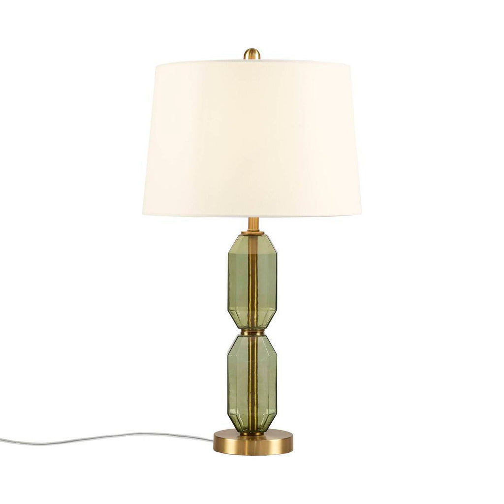 Aurelia Faceted Green Glass Table Lamp With Gold Base