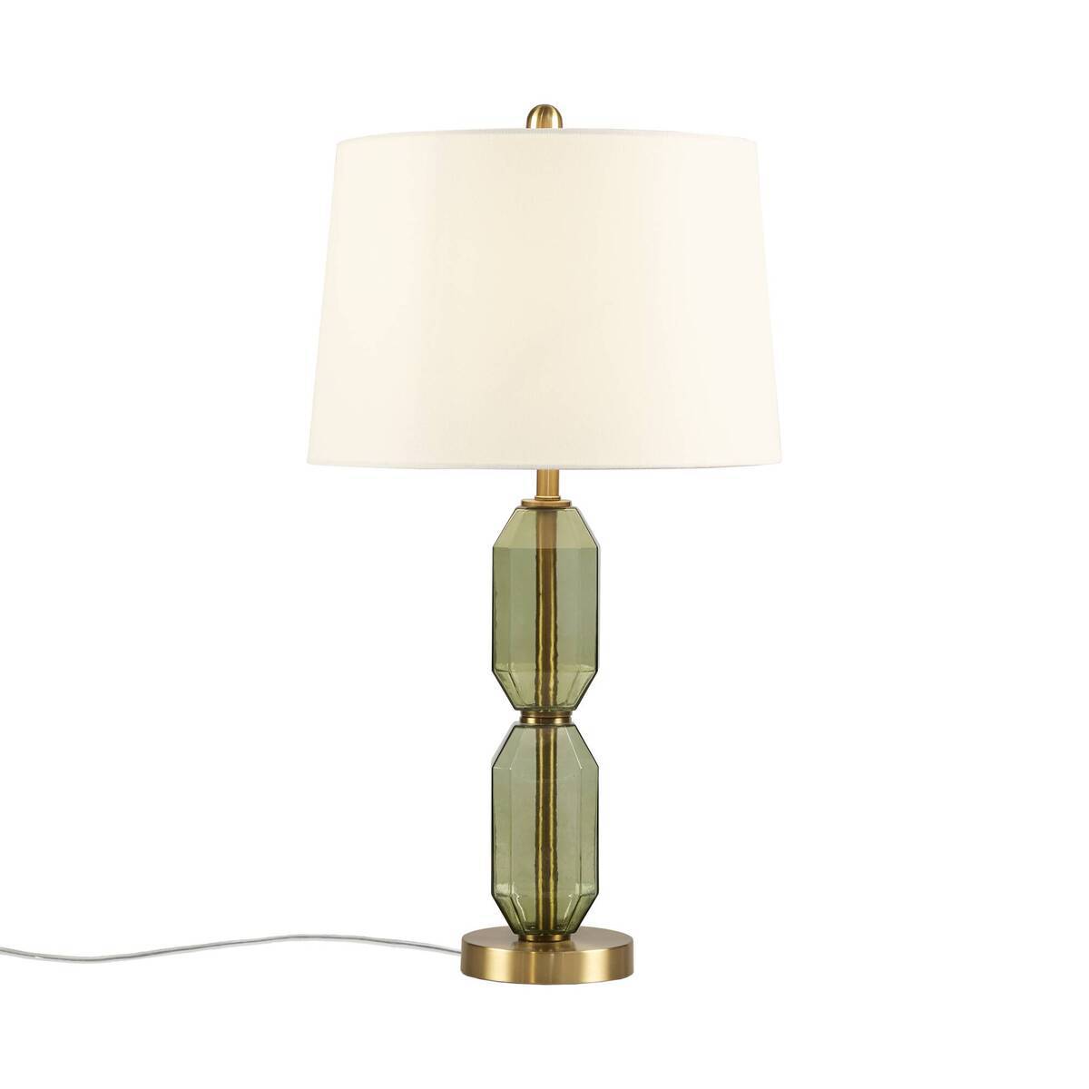 Aurelia Faceted Green Glass Table Lamp With Gold Base
