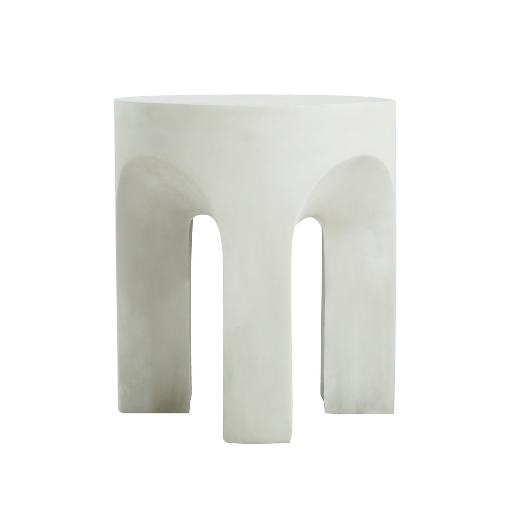 AriaLiving Antique White Lightweight Concrete Round Side Table