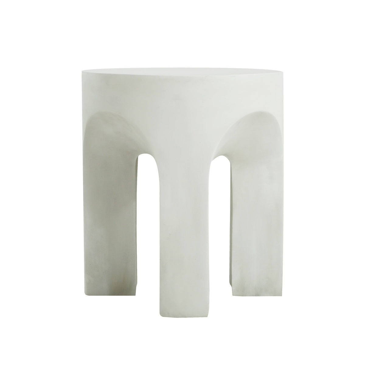 AriaLiving Antique White Lightweight Concrete Round Side Table
