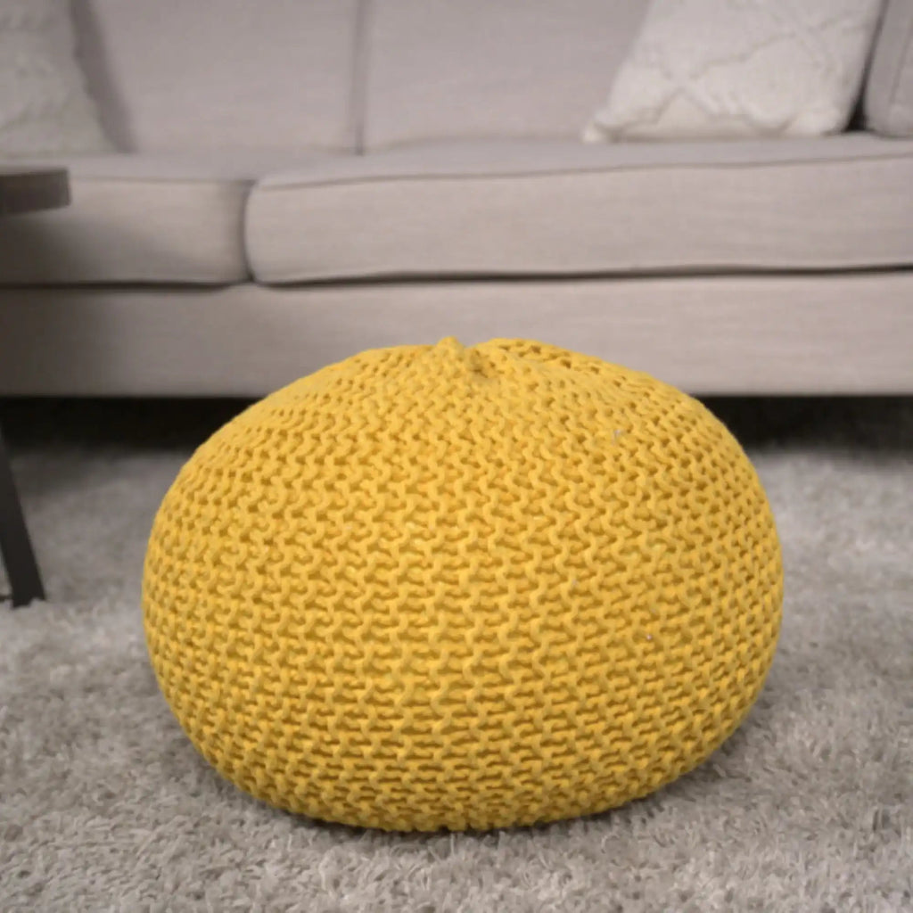 Savona Versatile Knitted Cotton Bordeaux Round Pouf