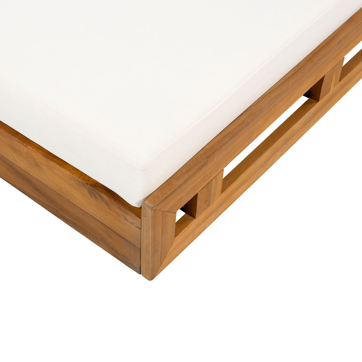 Aura Acacia Lounge Chaise With Water Resistant Cushion, Cream
