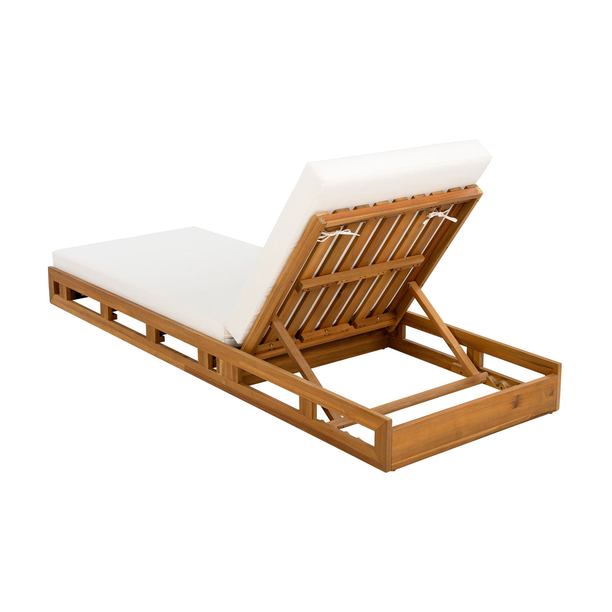 Aura Acacia Lounge Chaise With Water Resistant Cushion, Cream