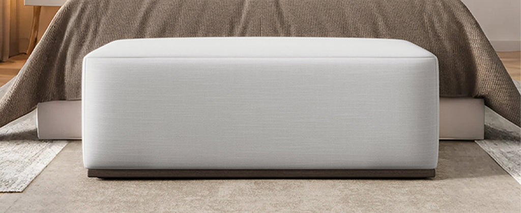 Avenna Minimalist Footstool Bench With Cream Fabric