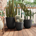 U_STYLE Lightweight MGO Planter With Natural Stone Finish Set of 3