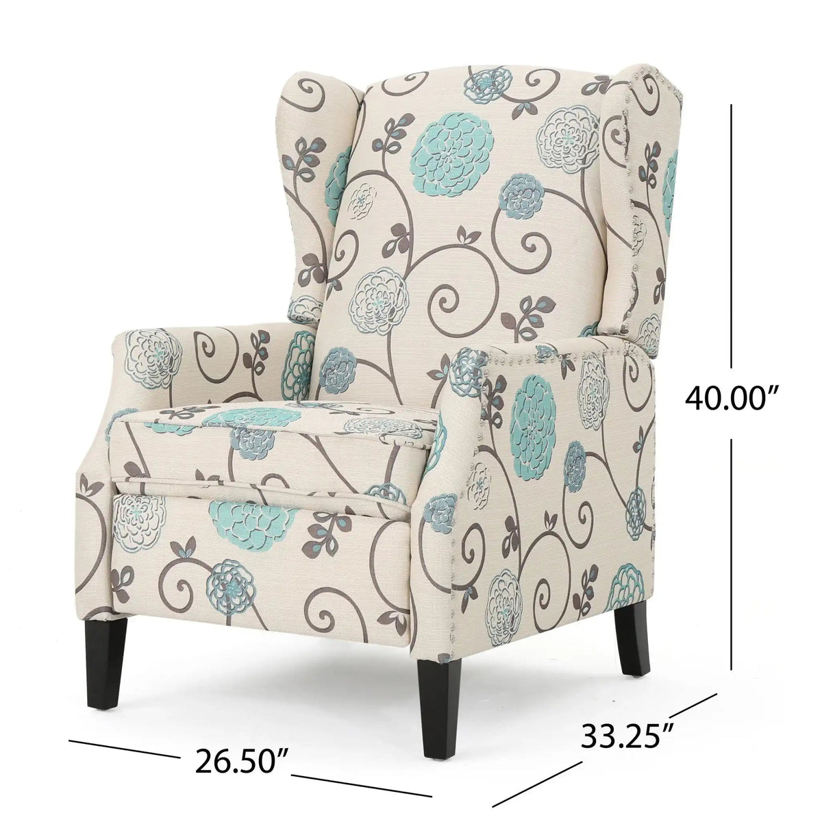 Westeros Elegant Wing Back Fabric Upholstered Recliner