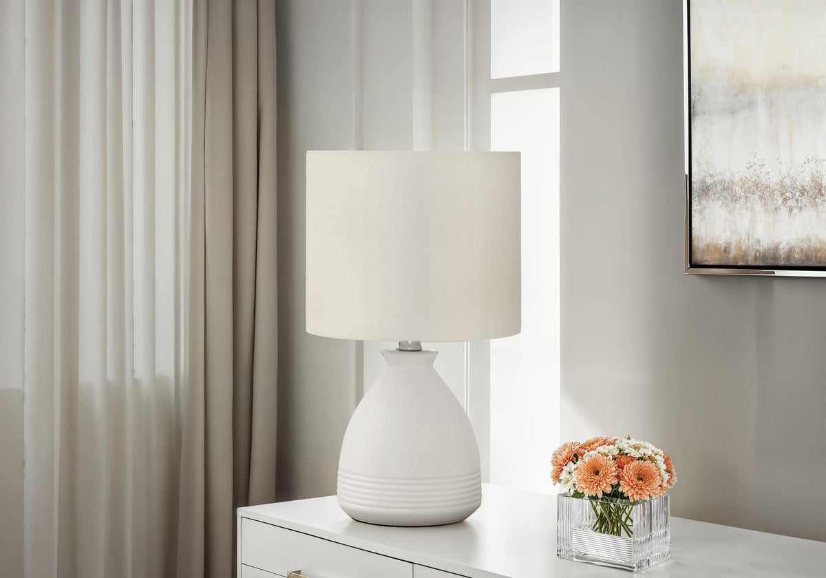 Luma Textured Beehive Table Lamp With Cream Ceramic