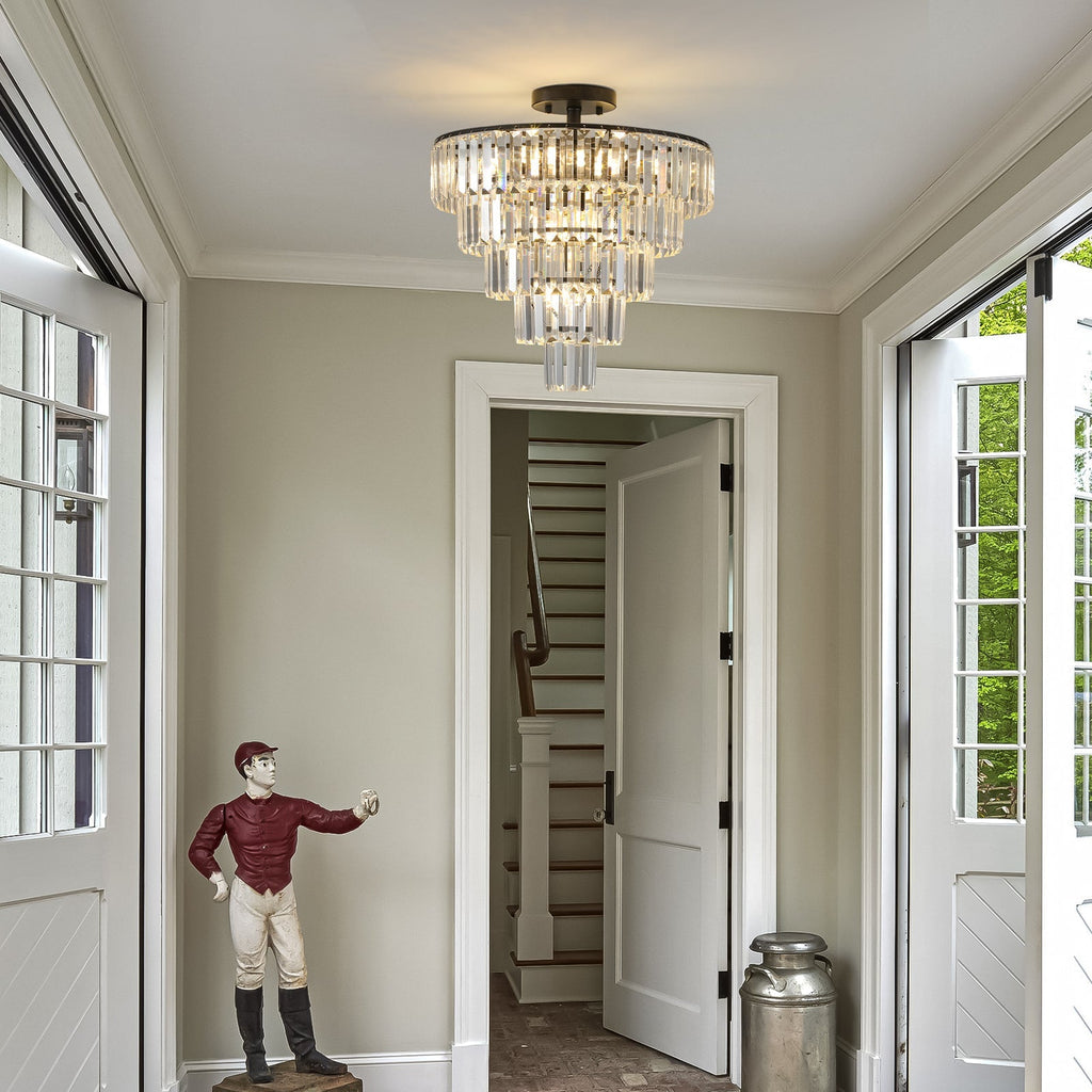 Novara 20 Inch Premium Black Crystal Flush Mount Ceiling Light