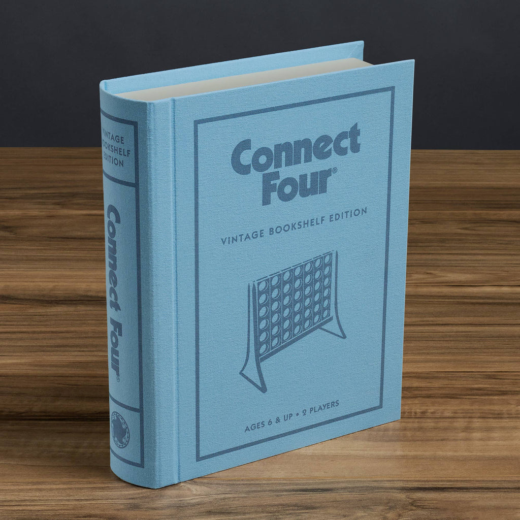 Connect 4 Vintage Bookshelf Board Game Featuring Smart Storage