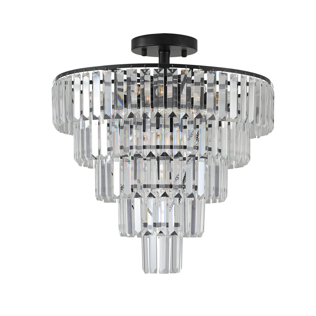 Novara 20 Inch Premium Black Crystal Flush Mount Ceiling Light