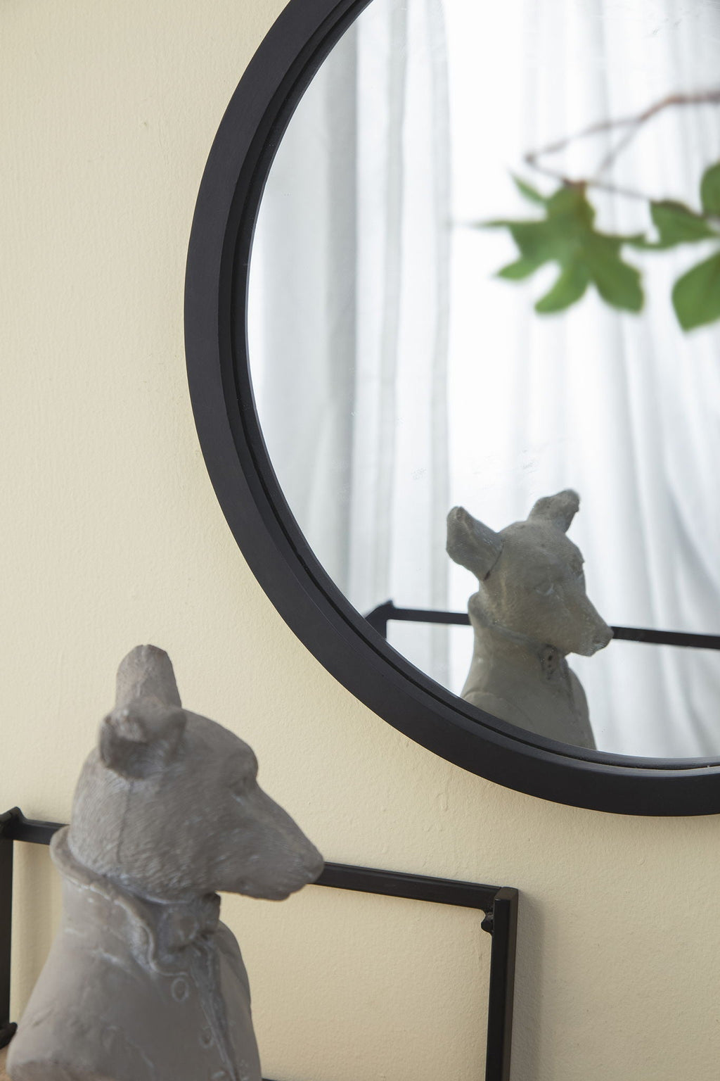 NobleFrame Dark Brown Round Wall Mirror Elegant Wood Frame