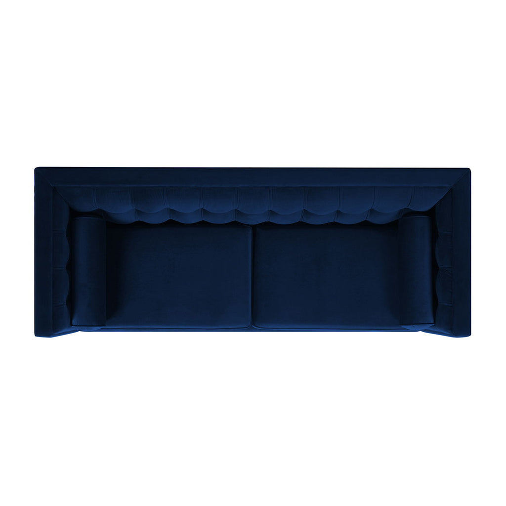 Elara Jack Tufted Tuxedo Sofa In Elegant Navy Blue