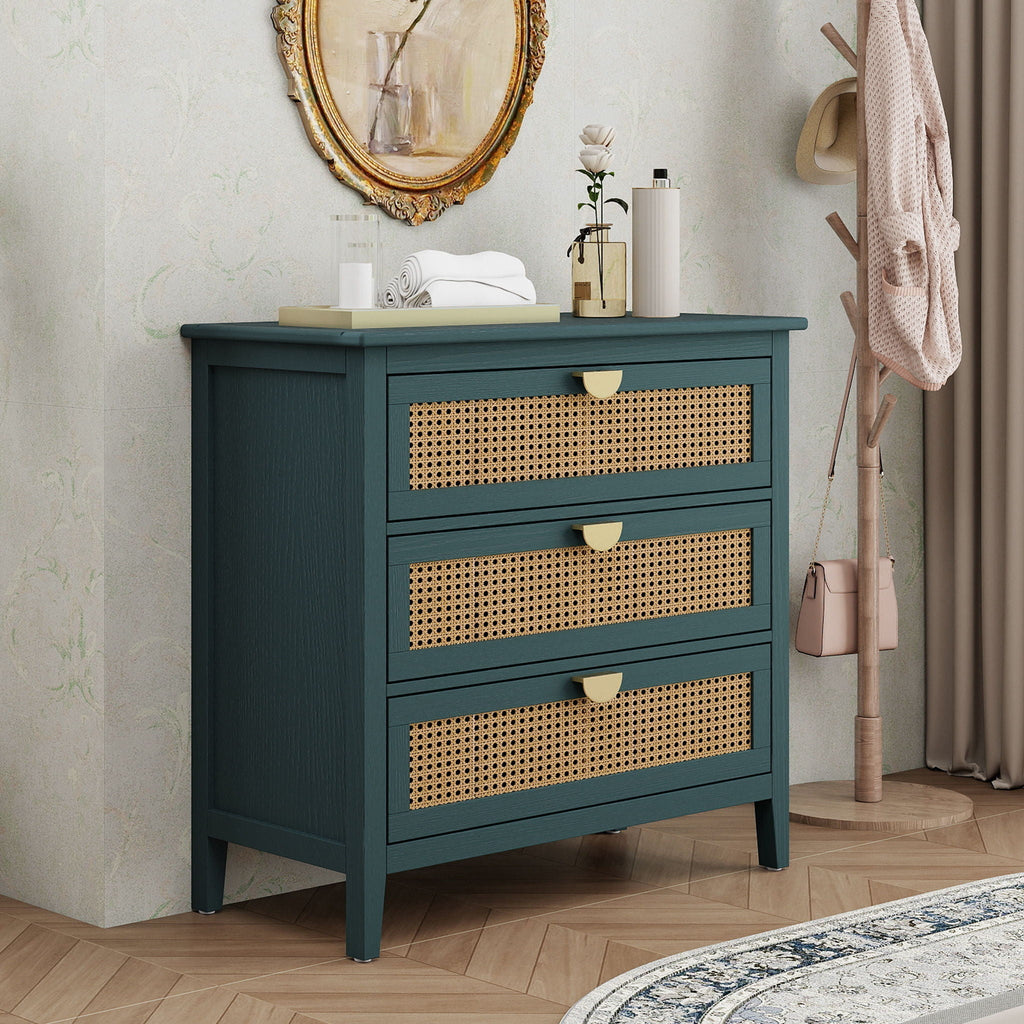 American Furniture 3 Drawer Cabinet Natural Woven Rattan