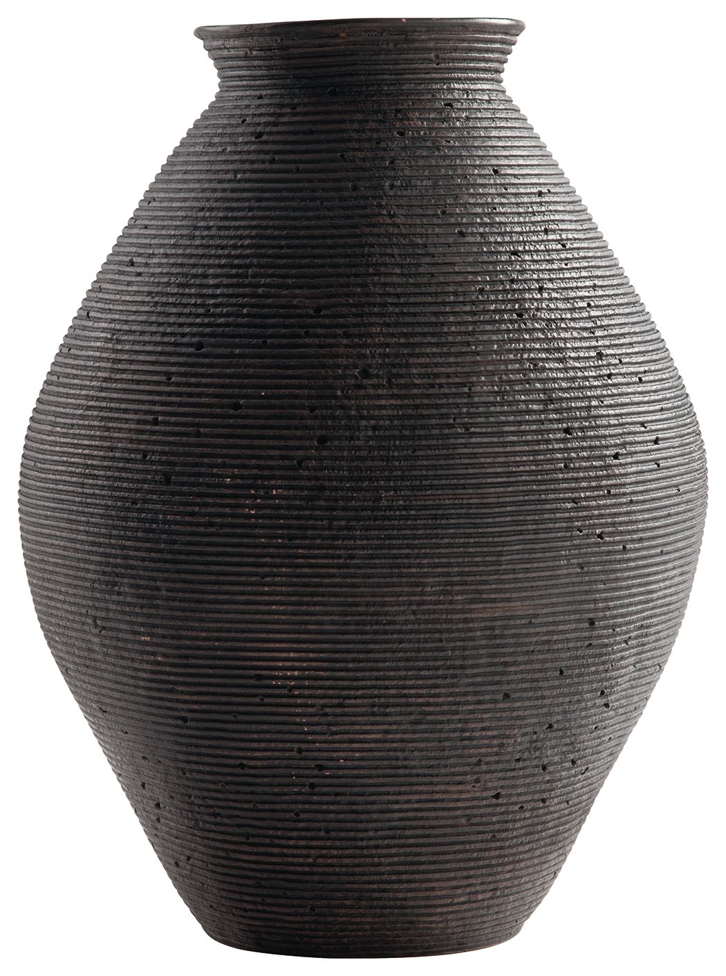 Hannela Artisanal Ribbed Vase Antique Brown Centerpiece